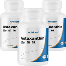 nutricost 蝦紅素軟膠囊 12mg, 3個, 60顆, 12毫克