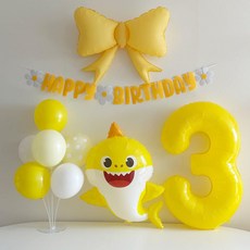 아기상어 세돌 세살 생일 파티 세트, 3, 1개 3, 1개