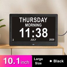 10.1/7인치 가족 달력 치매 시계 디지털 사진 프레임 알람 노인을 위한 의학 시간 알림 작업, 10.1-inch black