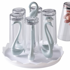 쏘리브 회전 백조 컵 거치대 건조대, 1개, 블루