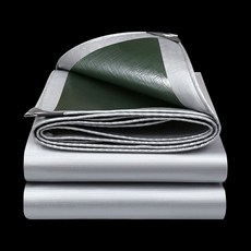 코팅 천막지 보호 사각삼면 타포린원단 방수 그늘, 2x2m, 두꺼운 그린 실버 코팅