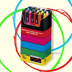 [ONEDREAM]미쯔비시 포스카 마카세트 3M 15색 PC3M15C 마카펜 POP, 1개