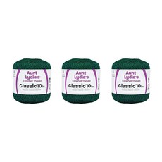 Aunt Lydia 클래식 오키드 핑크 크로셰 - 350y/320m 3팩 - 면 - 게이지 10 - 크로셰, 포레스트 그린