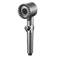 可調水流增壓花灑 三段式 止水開關 增壓 矽膠按摩 蓮蓬頭, 灰黑色, 1個