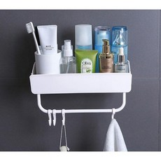 주방 화장실 욕실선반 고리 후크걸이 물빠짐 무타공 일자 걸이 선반, 1