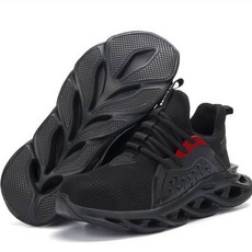 牛皮輕量鋼頭安全鞋舒適透氣耐磨防滑工作鞋工地安全防護首選, 黑色, 1個