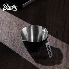 이태리 BINCOO 꺽임 스테인레스 2중 에스프레소 계량컵, 1개, 블랙