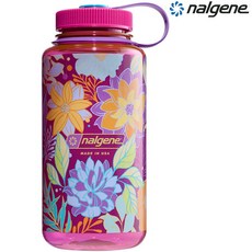 Nalgene 1000cc 寬嘴水壺 運動水瓶 Tritan Sustain 美國製 花卉, 1個
