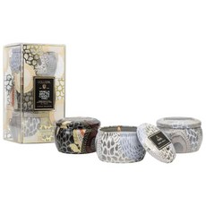 Voluspa Mini Tin Candle Trio 香氛蠟燭三入禮盒, 1個, 11.香草檀香木+爐邊香草+大溪地椰子香