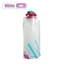 1-8PCS 700ml PE 접이식 물주머니 부드러운 음료 파우치 수통 플립 캡 덕빌 야외용 물 저장 용기, 02 White-1PC, 1개