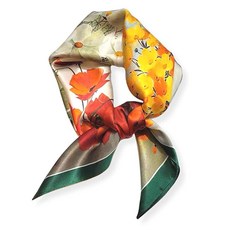 PoeticEHome 100% 순수 멀베리 실크 스퀘어 스카프 68.6cm x 여성용 네커치프 헤드스카프 선물 포장 I2 - 디지털 프린트 27인치 171553, A1 - 꽃 피는