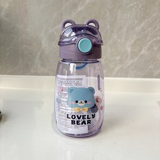 ibooooo 卡通小熊造型耐摔便攜水杯 黑色 680ML, 紫色 680ML, 1個