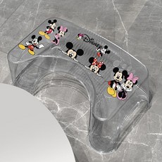 可愛卡通庫洛米馬桶凳 家用蹲坑神器 衛生間兒童成人墊腳凳, 透明 米奇米妮貼紙 升級款