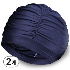 수영모모자 주름 스판 수모 아쿠아로빅수영모, 네이비기본, 2개