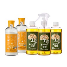 橘寶濃縮多功能蔬果碗盤洗淨液3瓶+活氧酵素環保去污粉2罐-陳月卿推薦-台灣公司貨, 1套, 300ml