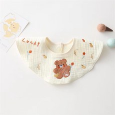 블랙체리 유아용 캐릭터 자수 순면 턱받이