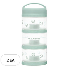 모윰 유아용 휴대용 3단 분유케이스, 민트해피모어에디션, 2개