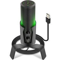 파일 가능한 픽업 패턴 RGB USB 마이크 - 4가지 녹음 모드 카디오이드 양방향 스테레오 전방위 게임 팟캐스트 스튜디오 PC 및 Mac용 LED 조명이 있는 콘덴서 오, 1개