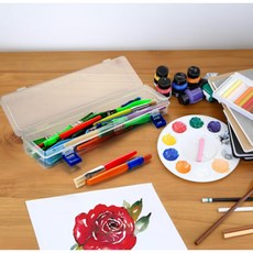 노블아트 플라스틱 직사각 투명 붓통 대형 2개입, 1세트