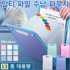 멀티 파일 수납 파우치 휴대용 증명 가방 방진 서류 정리 가방, 싱글룩, 화이트*1+핑크*1