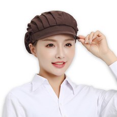 廚師工作帽 透氣網 鬆緊可調節 多色可選 廚房工作必備, 咖啡色-半網設計款, 1個
