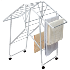 T&C 專利ONE-TOUCH 曬衣架 曬被架 360度萬向輪, 詳見包裝, 金屬灰