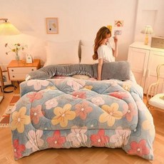 부드럽고 따뜻한 겨울 양털 이불 두꺼운 이불 따뜻한 면 양면 벨벳 킹 퀸 풀 사이즈 담요 5.5kg, 04 Style C