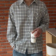 L-2XL 원포켓 스테디 체크 셔츠 남자빅사이즈 남방 패턴 크림 오렌지 그린