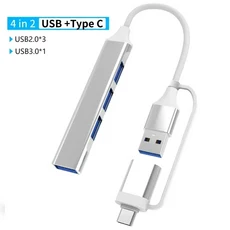 8in 2 USB 유형 C 허브 도킹 스테이션(3.5mm 오디오 잭 어댑터 포함) 마이크로 SD 카드 리더기 노트북 태블, 01 4 in 2 Silver, 01 빠른  Mainland