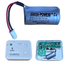 338번 신우전자 ND-400C 가스누설경보기용 배터리 3V1600mAh / 그린파워 순정품 / CO 일산화탄소 감지기 건전지, 1개, 1개입