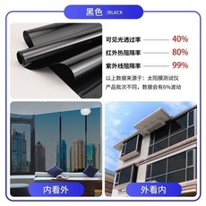 隔熱膜 窗戶玻璃貼紙 單向透視防曬遮陽, 1個, 旂艦加厚 夜幕黑 單嚮透視/高隔熱,30釐米寬 X 5.01米長 送工具