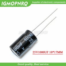 10PCS 25V1000UF 10*17mm 1000UF 25V 17*10 알루미늄 전해 커패시터, 한개옵션0