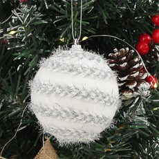 나비몰 실버화이트 장식볼 3p(8cm) (반짝이꽈배기), 화이트, 3개