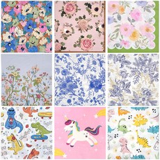 파티용 디자인 테이블 종이 냅킨 20매입, 1개, 1개, 블루 가든