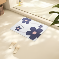 닉스리빙 홈 규조토 물흡수 욕실 발매트 미끄럼방지매트 푹신푹신 발판, 1개, 네이비 플라워