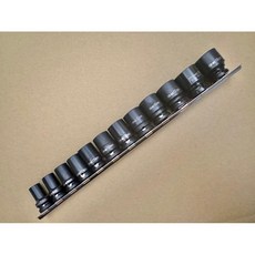 台灣製造 3分 3/8吋氣動短套筒組12顆 附收納鐵條 適用於汽車維修與機械組裝, 1個
