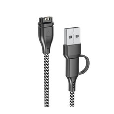 Garmin 充電線 適用 Garmin Instinct E / Instinct 3 AMOLED Solar 智慧 手錶 USB 充電線, USB+Type-C直頭編織線100CM, 1個