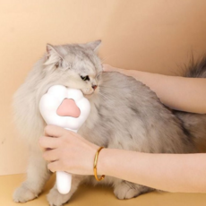 펫쭈 고양이빗 원터치 브러쉬 장모 단모 죽은털 제거, 1개, 화이트