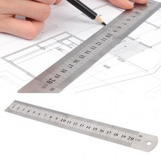 쇠자 20cm 제도 컷팅 직각자 도면 철자 목공용, 1개