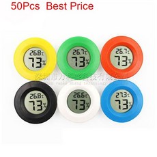 50 개/몫 라운드 LCD 디지털 온도계 센서 프로브 측정기, 04 Black no bettery