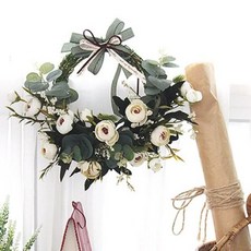 장미꽃을 손으로 엮어서 만든 메리로즈 리스 조화 가렌더 꽃장식, 믹스, 믹스