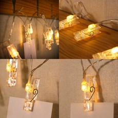 가랜드장식 LED 줄조명 1.5M 전구 집게 웜색 클립 10구, 상세페이지 참조