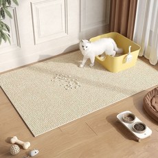 貓砂墊 加厚耐磨 寵物隔涼墊 四季通用, 1個, 米白色-菠蘿圈,40x60釐米【小號餐墊】