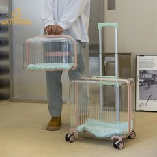 寵物拉桿箱外出兩輛車載大容量貓狗雙層透明太空艙便攜式推車透氣, 1個, 新鮮綠色精緻小箱【單上層】,上層7.5kg內下層12.5kg內