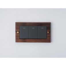 Panasonic國際牌 Risna系列 黑胡桃木開關面板蓋板組 多種開關插座組合 質感居家風格, 1個, 螢光3開（灰
