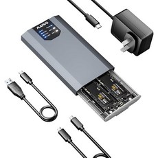 MAIWO Dual Bay M.2 SATA SSD 인클로저 클로너 USB3.1 Gen2 타입 C 6Gbps B-키/B+M 키 솔리드 스테이트 드라이브 리더기 사이즈 2230, Dual M.2 NVMe Enclosure with 4