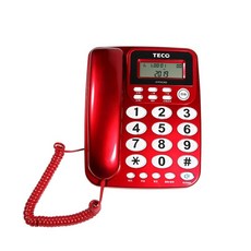 TECO 大按鍵來電顯示有線電話，長輩適用，音量可調，壁掛設計, XYFXC302紅色