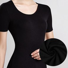 제임스딘 여성반팔내복 발열내복상의 겨울 얇은 스판 보온내의