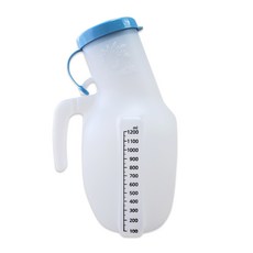 환자 소변통 세부 눈금표시 휴대용 소변기, 1개, 화이트x블루