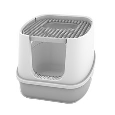 Golden Cat黃金貓 掀蓋式雙門全封閉貓砂盆 貓便盆 貓砂 豆腐砂, 灰色, 1個